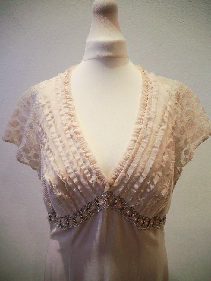 Badgley Mischka Nude Bead Dress NEW Size 10