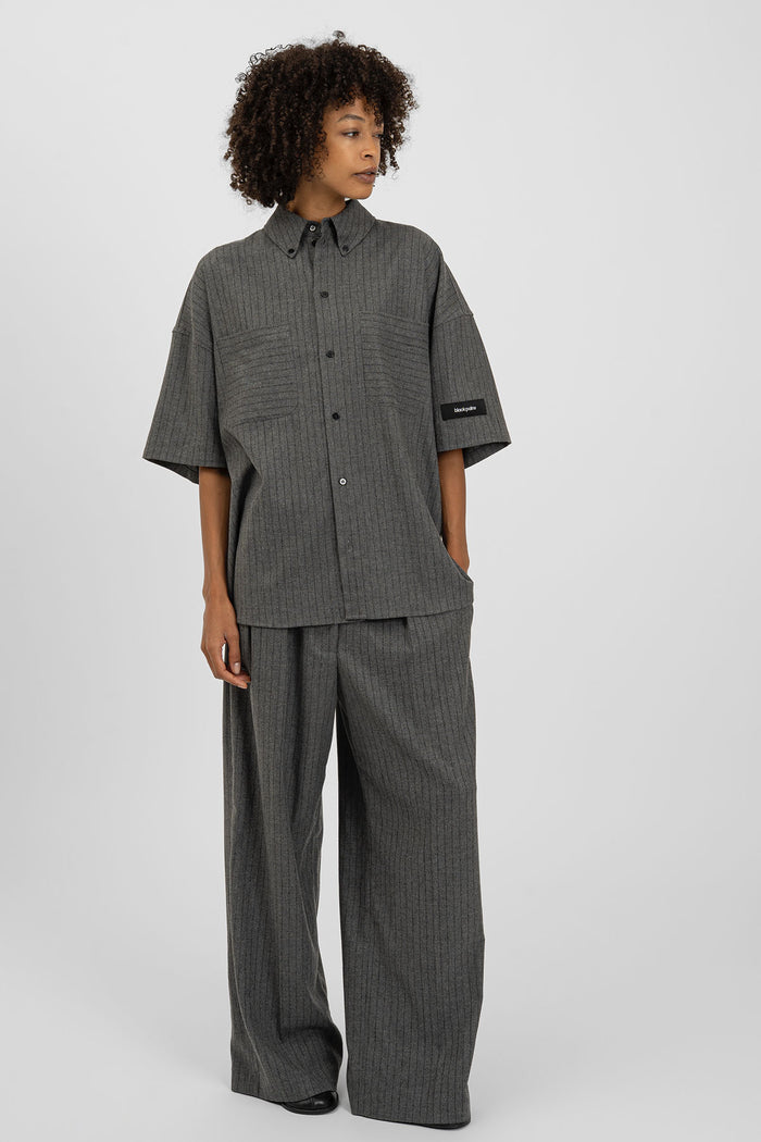 BENJA Short Shirt Pinstripe Grey