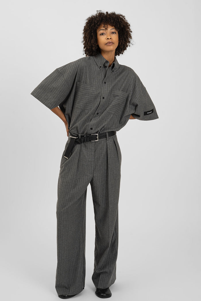 BENJA Short Shirt Pinstripe Grey