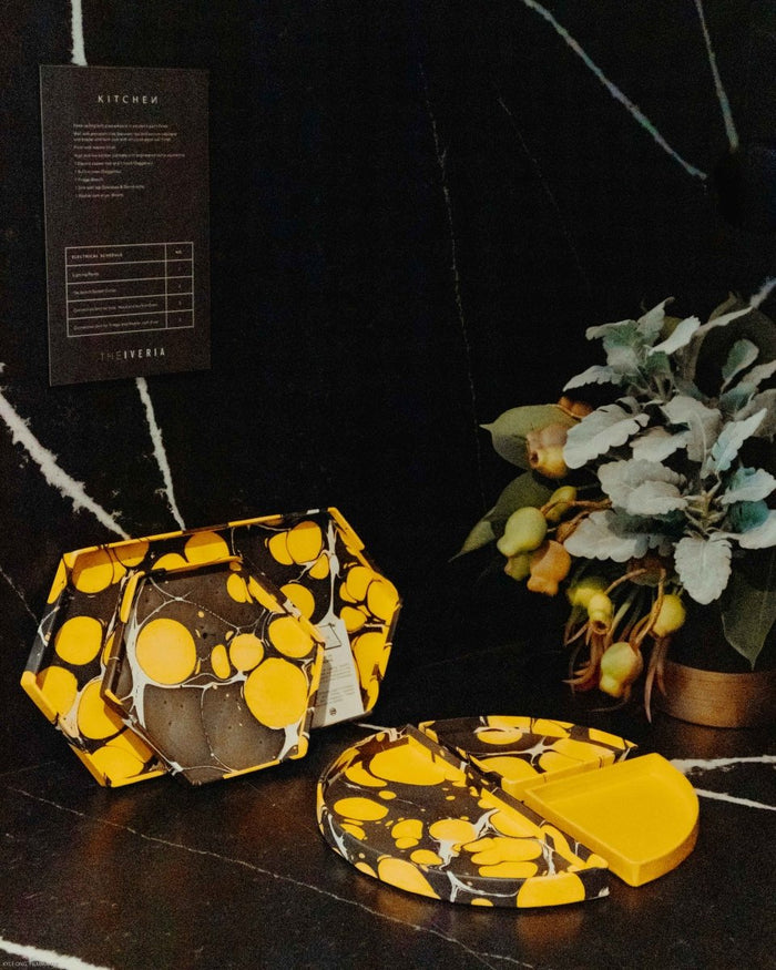 Tabletop Decor Bento Tray Yellow Black -