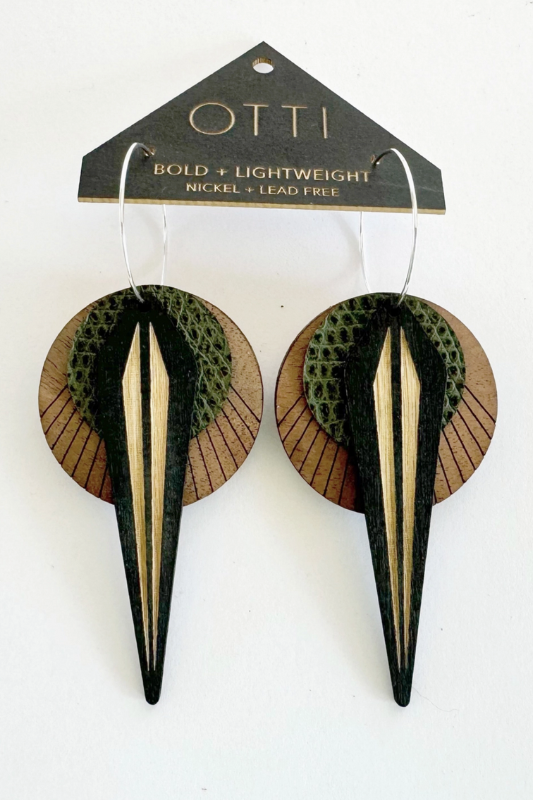 Birch Earrings: Naja Walnut Olive