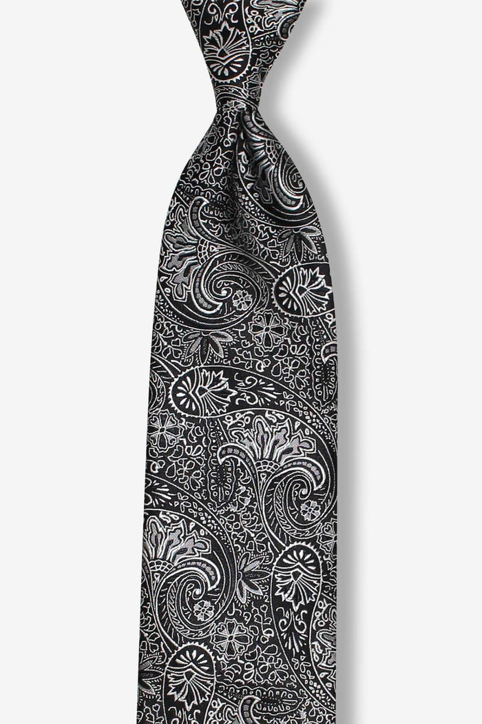 Black and Silver Paisley Pre-tied Tie, Tie, GoTie