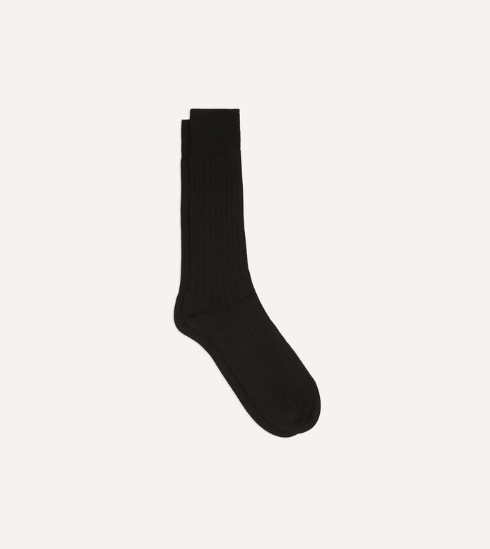 Black Cotton Mid-Calf Socks