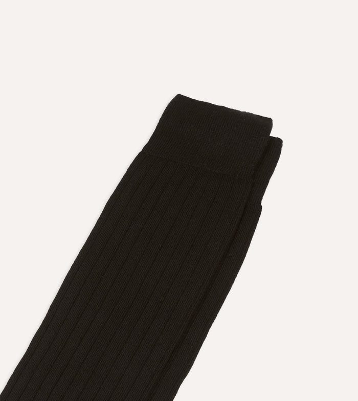 Black Cotton Over-the-Calf Socks