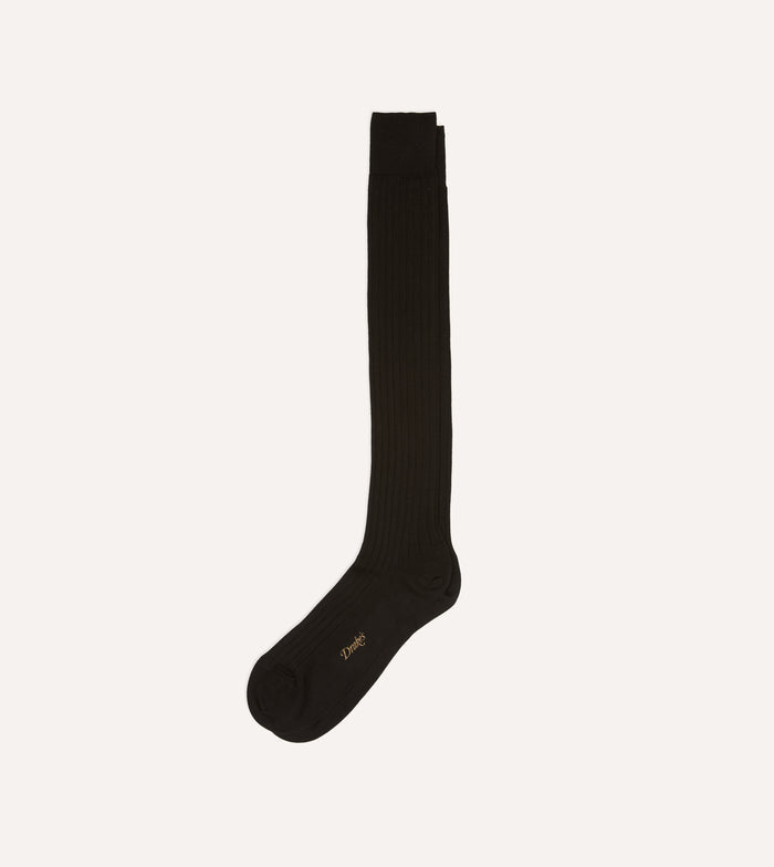 Black Cotton Over-the-Calf Socks