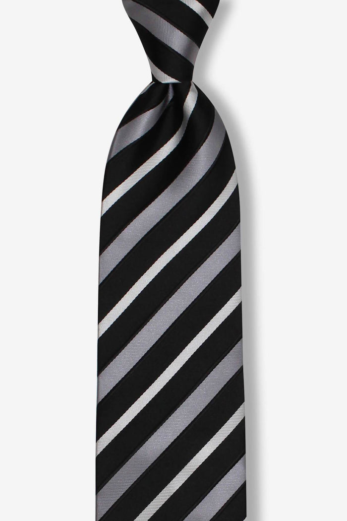 Black Gray Multi-Striped Pre-tied Tie, Tie, GoTie