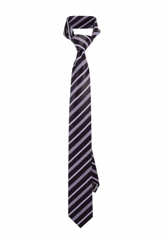 Black Gray Multi-Striped Pre-tied Tie, Tie, GoTie