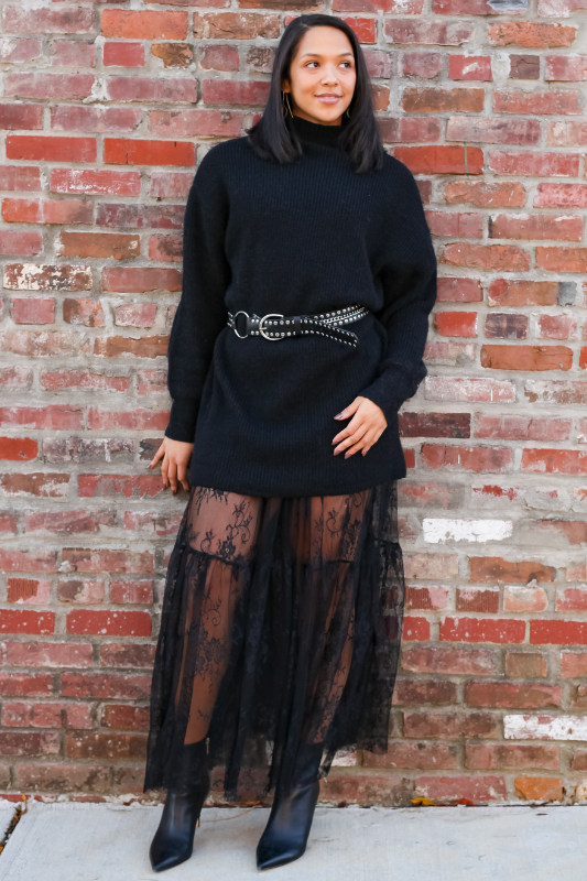 Blaire Lace Midi Skirt - Black <br> ****LAST ONE**** <br>