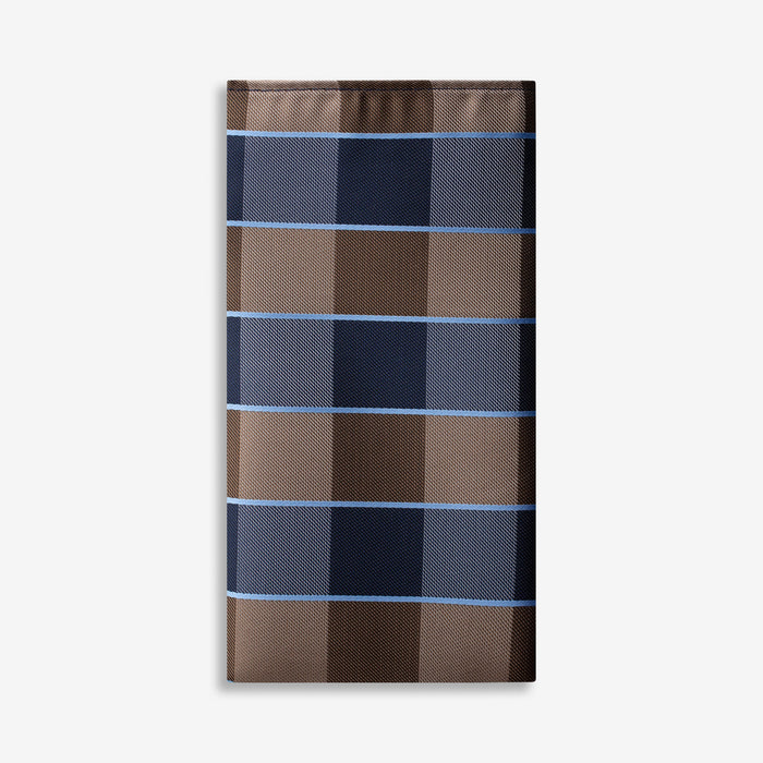 Blue Brownie Plaid Pocket Square
