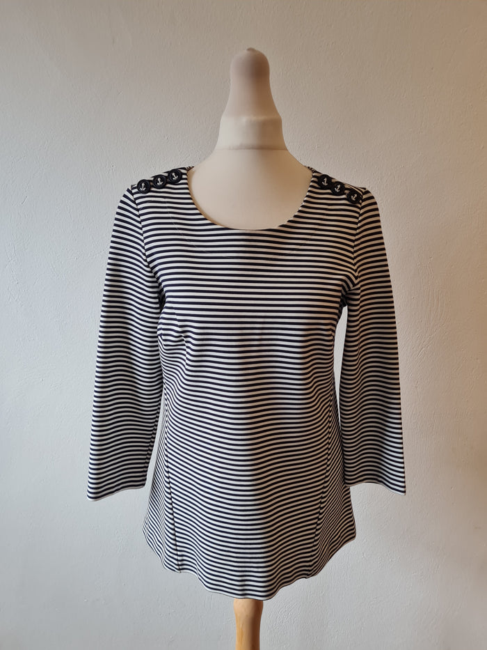 Boden Stripe Anchor Button Top 10