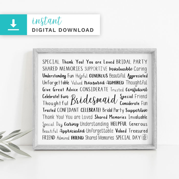 Bridesmaid Digital Download