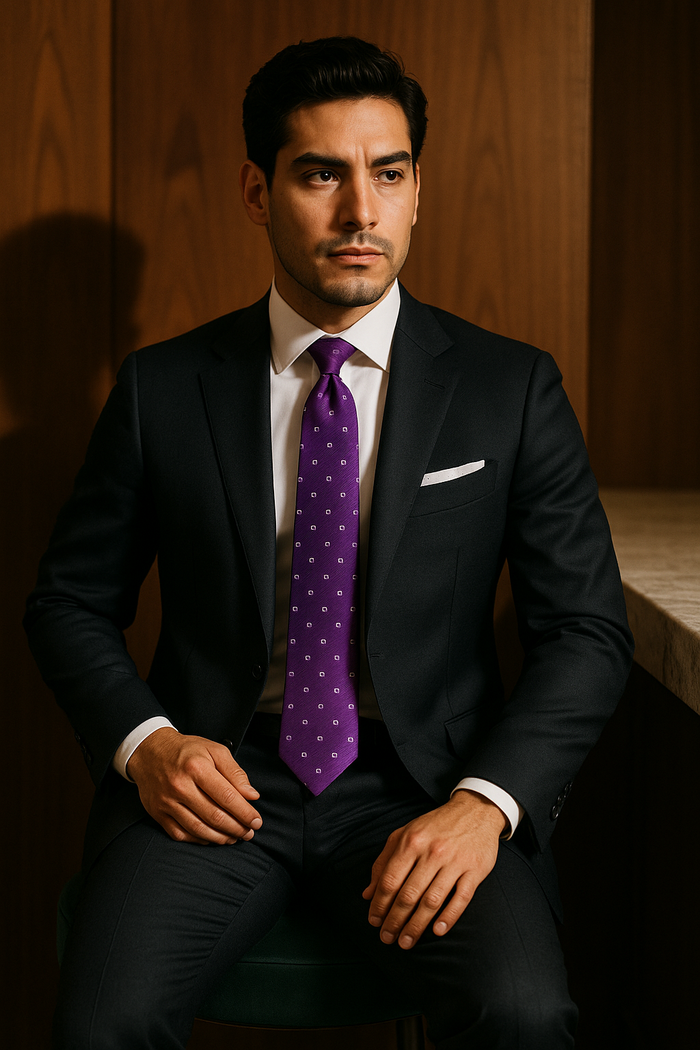 AI generated marketing image for Bright Purple Geometric Tie