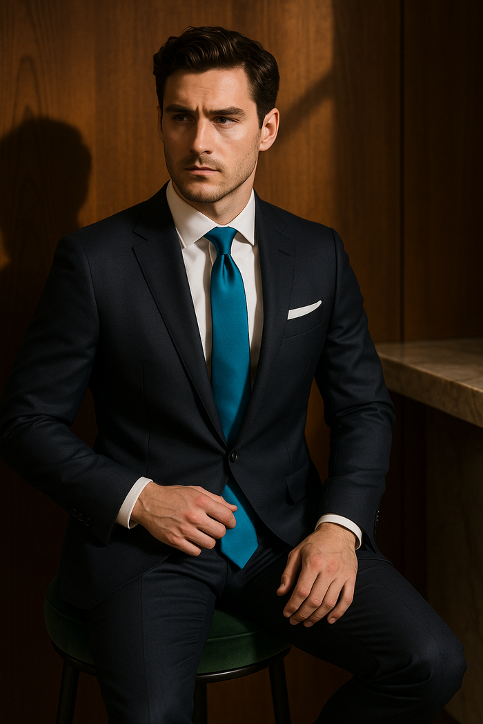 AI generated marketing image for Bright Solid Teal Tie