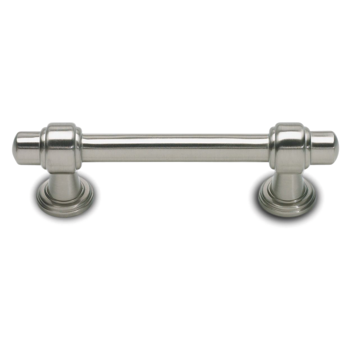 A contemporary pull with edged bar and handle details.