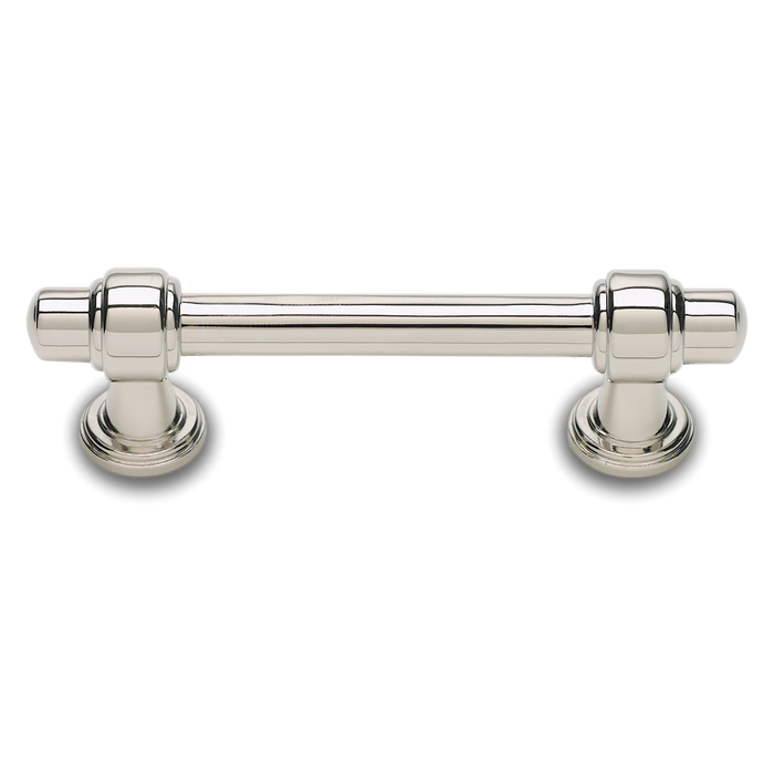 A contemporary pull with edged bar and handle details.