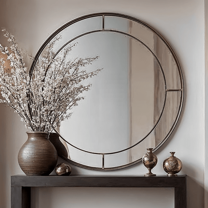 Bronx Large Antique Bronze Round Wall Mirror Accessories