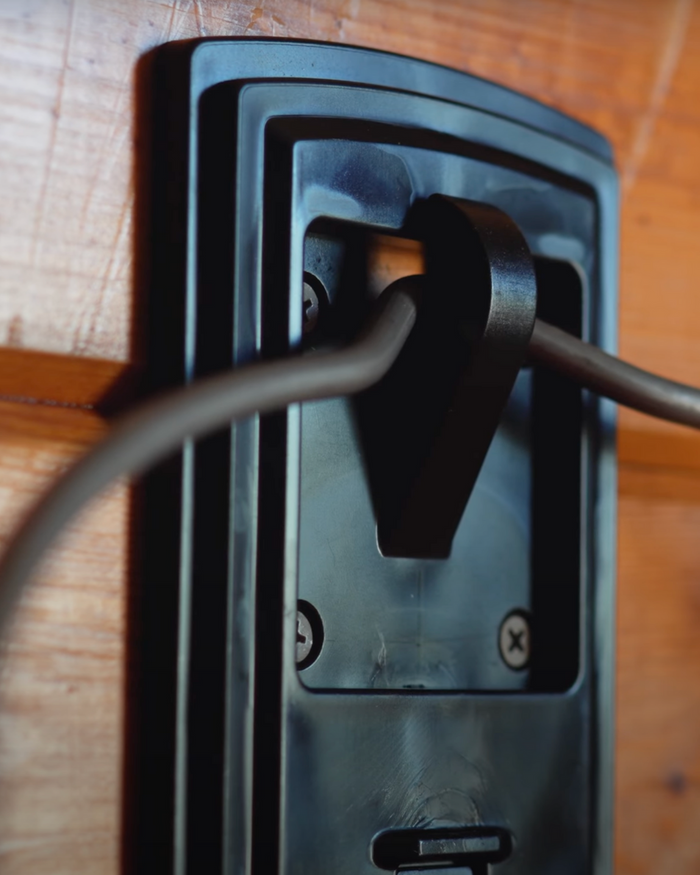 A close-up view of the Bucket Pro’s patented locking mechanism, showing its secure mounting design and durable construction.