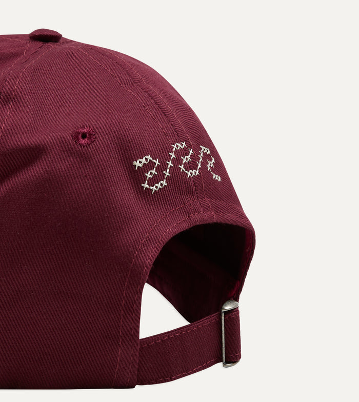 Burgundy Cross-Stitch 'D' Cotton Twill Baseball Cap