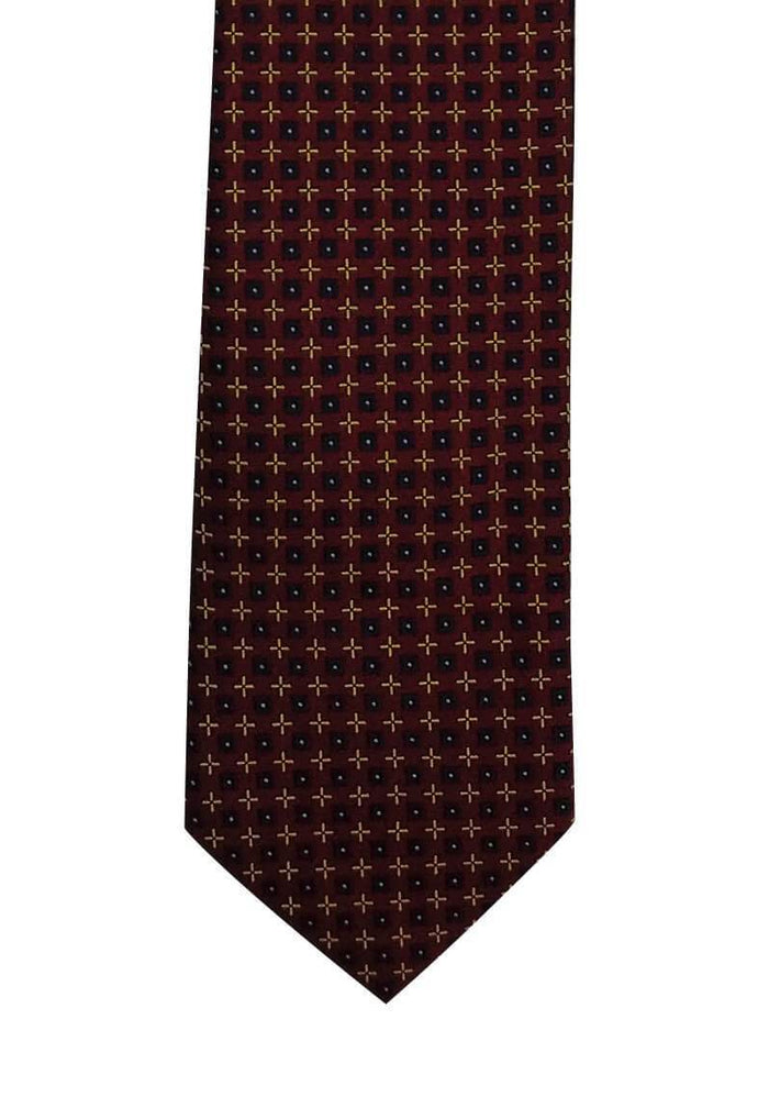 Burgundy Gold and Navy Geometric Pre-tied Tie, Tie, GoTie