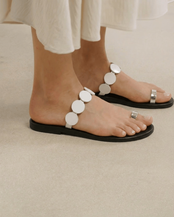 Sandals Ancient Greek Sandals Calisto Mirror Sandals Silver Apoella
