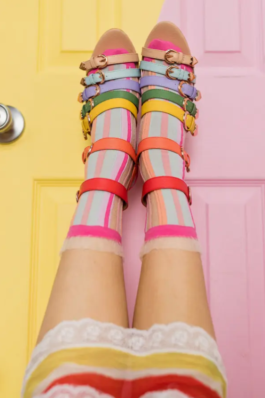 Candy Stripe Sheer Socks