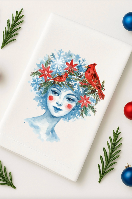 "Cardinal Goddess" Tea Towel