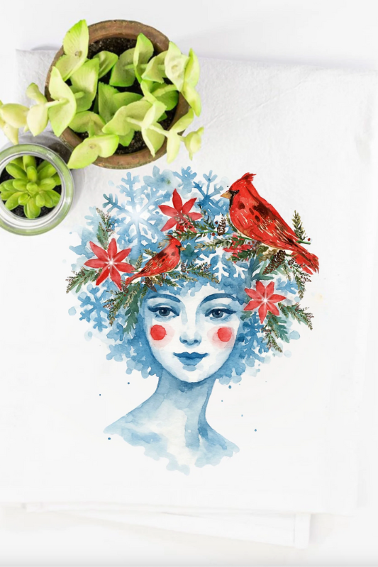 "Cardinal Goddess" Tea Towel