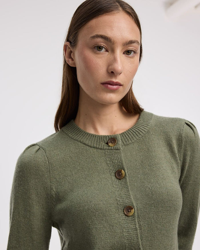 Cashmere-Blend Crew-Neck Cardigan
