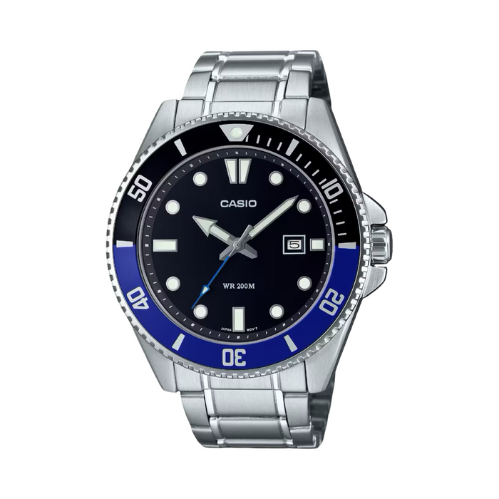 Casio Duro Dive Resin Analogue Black Blue Dial Watch 50M
