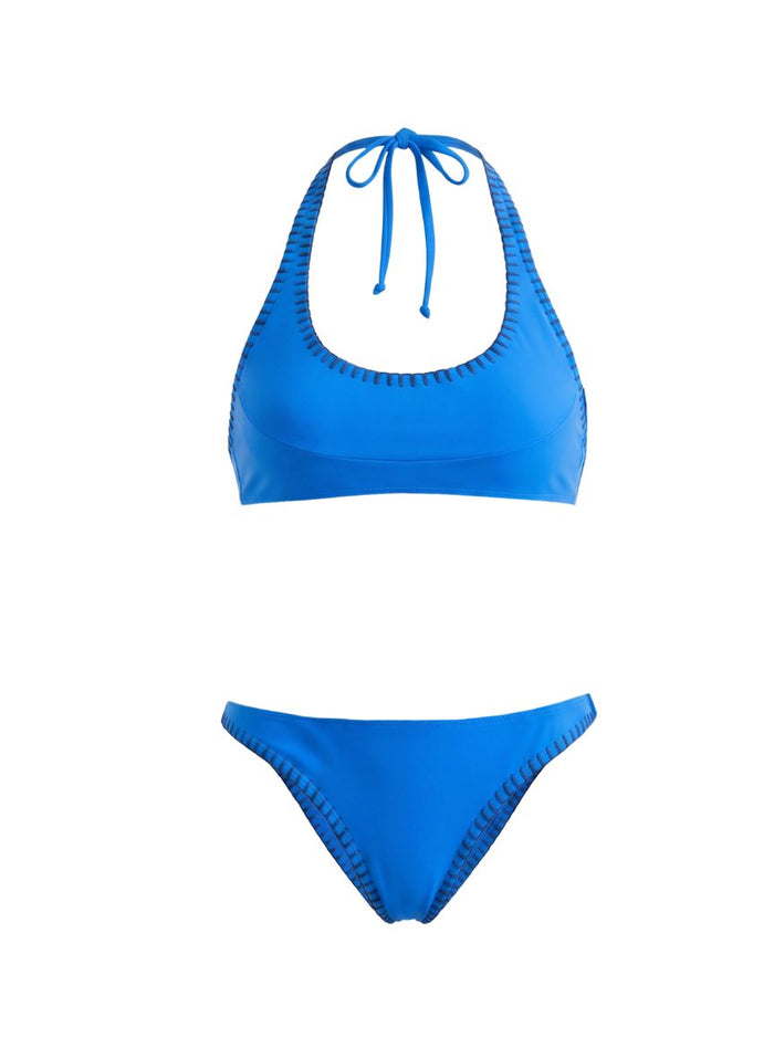 Bikini Kiohne Cassia/Saltwater Halter Embroidered Bikini Cobalt Blue Apoella