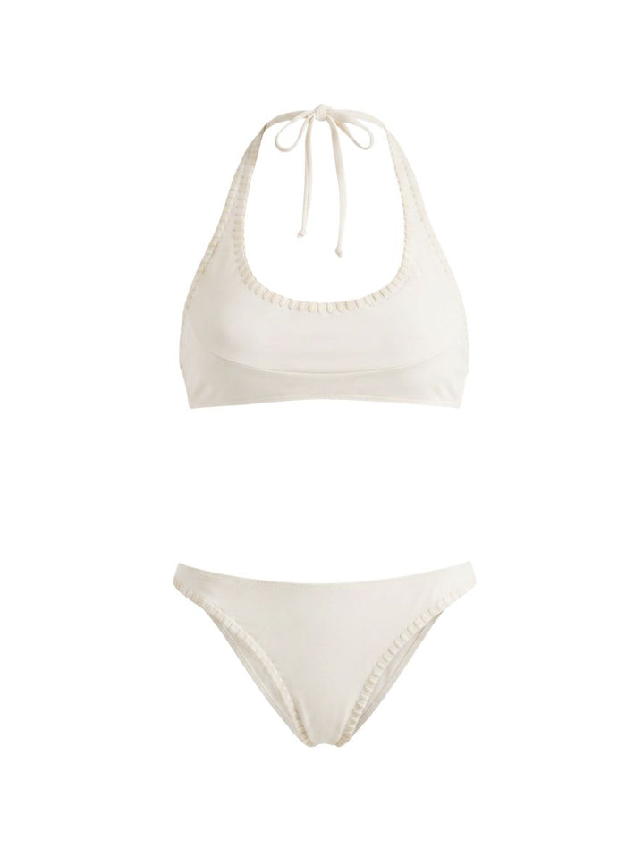 Bikini Kiohne Cassia/Saltwater Halter Embroidered Bikini White Apoella