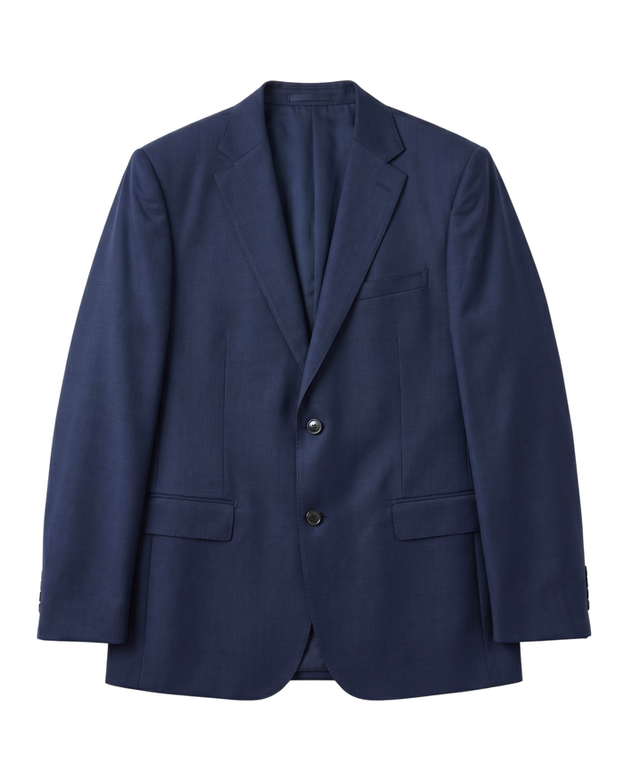Centrion Men's Navy Blue Tonal Plaid Classic Fit 2-Button Wool Suit - The Suit Depot