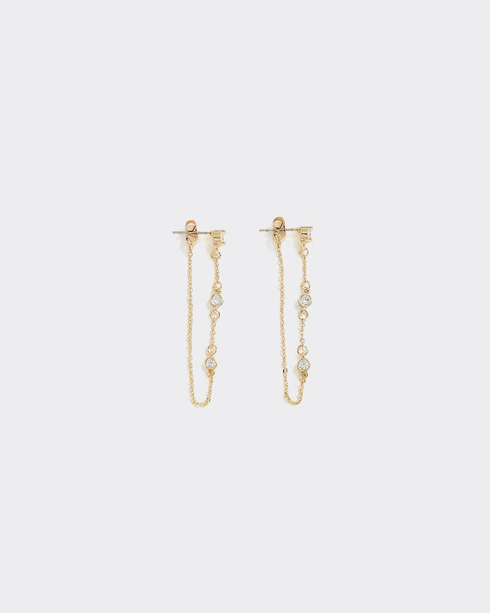 Chain Earrings with Rhinestones