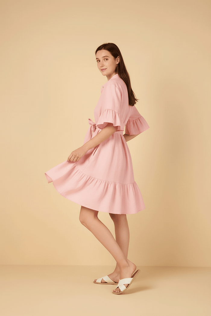 Shirtdress Apoella Chara Ruffle Shirtdress Pink O/S / Color Apoella