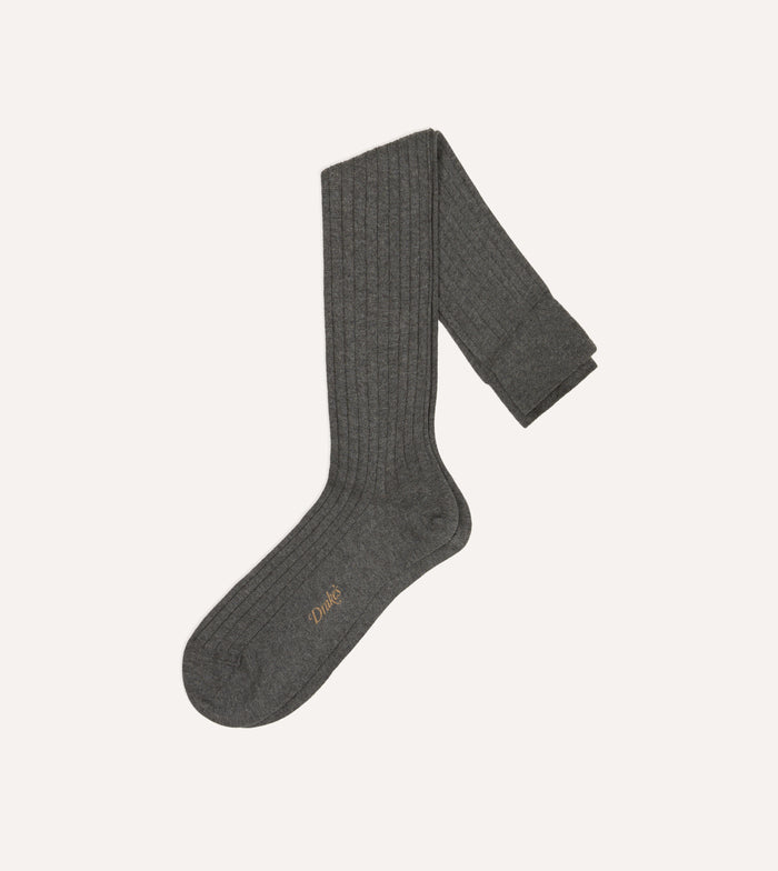 Charcoal Cotton Over-the-Calf Socks