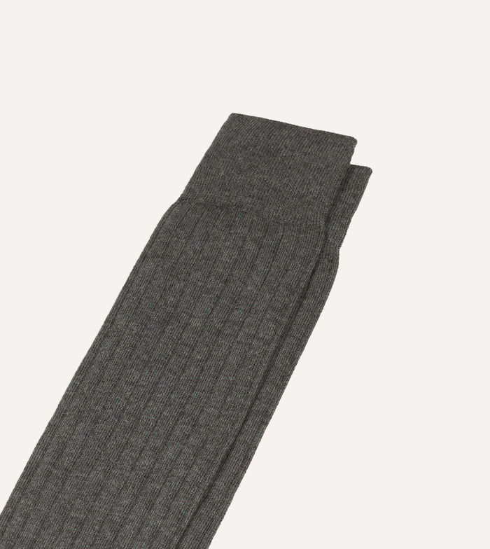 Charcoal Cotton Over-the-Calf Socks