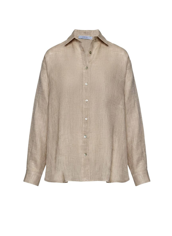 Shirts Apoella Charis Linen Loose Shirt Beige Apoella