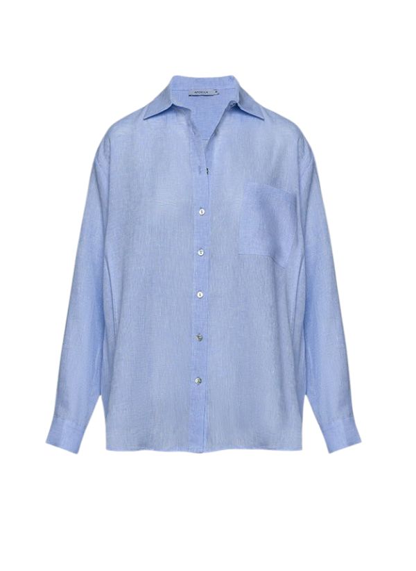 Shirts Apoella Charis Linen Loose Shirt Sky Apoella