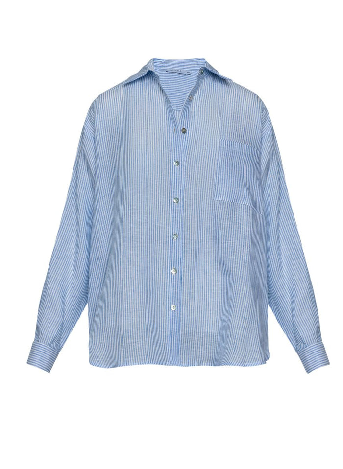 Shirts Apoella Charis Linen Loose Shirt Striped Sky Apoella