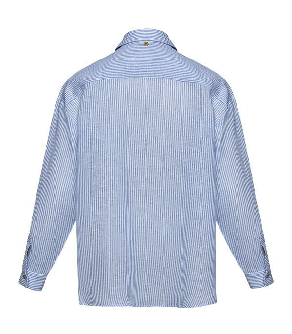 Shirts Apoella Charis Linen Loose Shirt Striped Sky Apoella