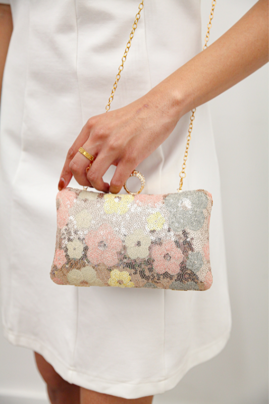 Charlotte Sequins Flower Clutch