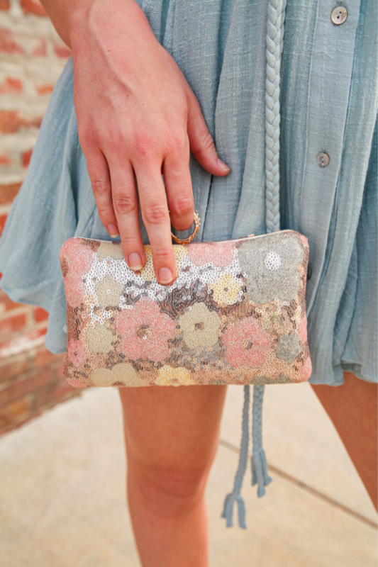 Charlotte Sequins Flower Clutch