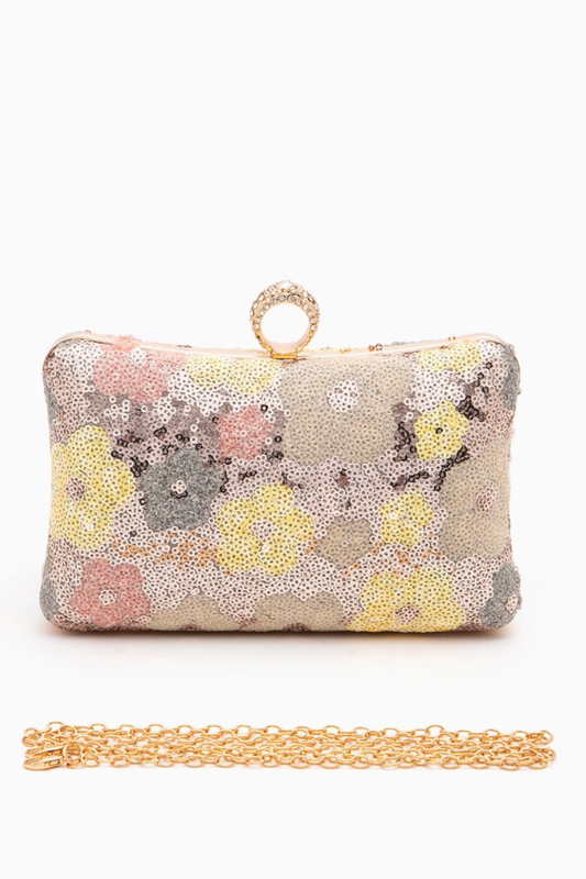 Charlotte Sequins Flower Clutch