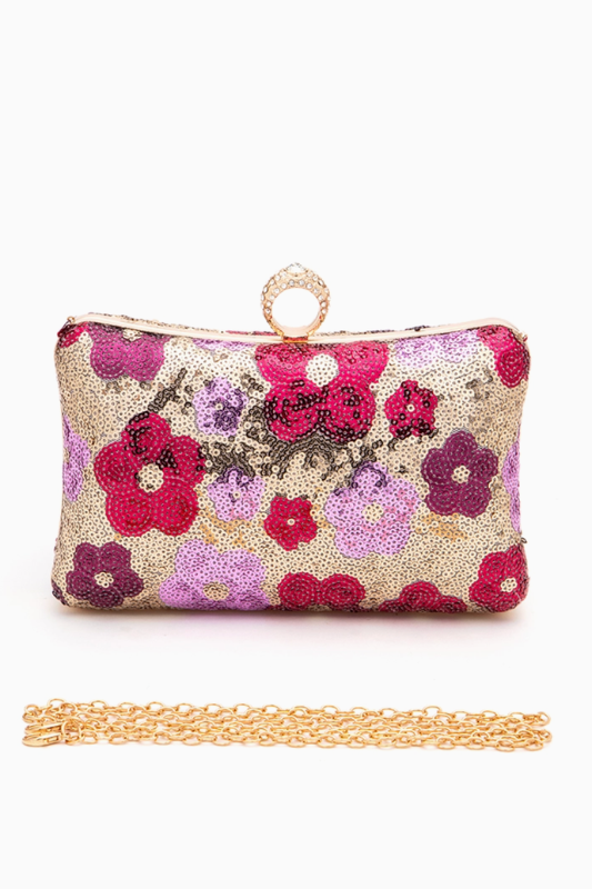 Charlotte Sequins Flower Clutch