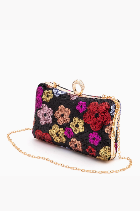 Charlotte Sequins Flower Clutch