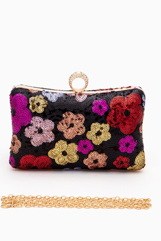 Charlotte Sequins Flower Clutch