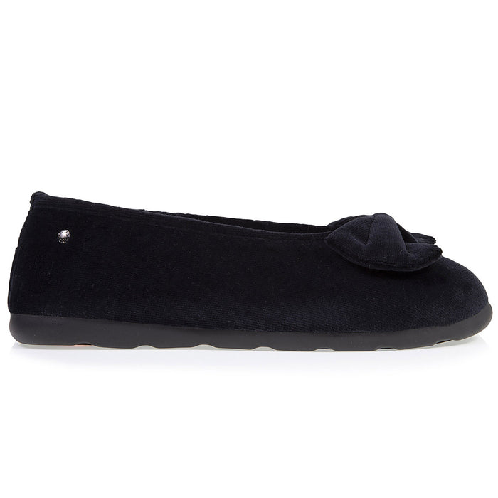 Chaussons ballerines Femme Nœud confort Noir