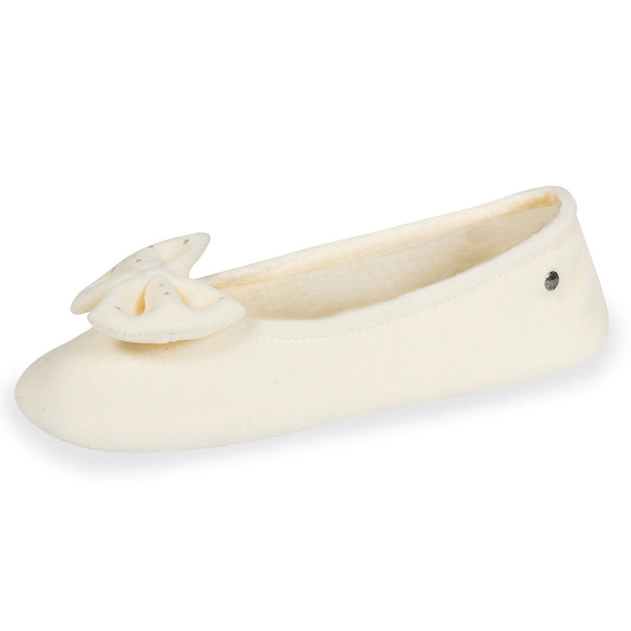 Chaussons ballerines Femme strass Ivoire