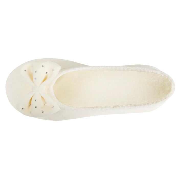 Chaussons ballerines Femme strass Ivoire