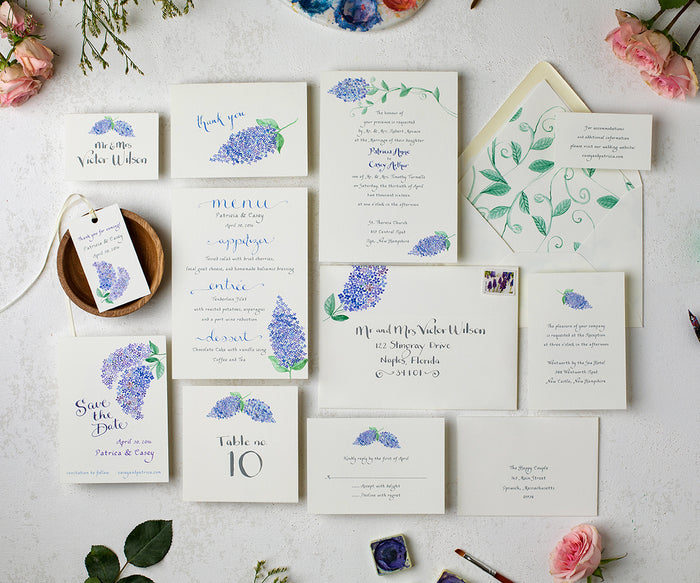 Classic Lilac wedding invitation